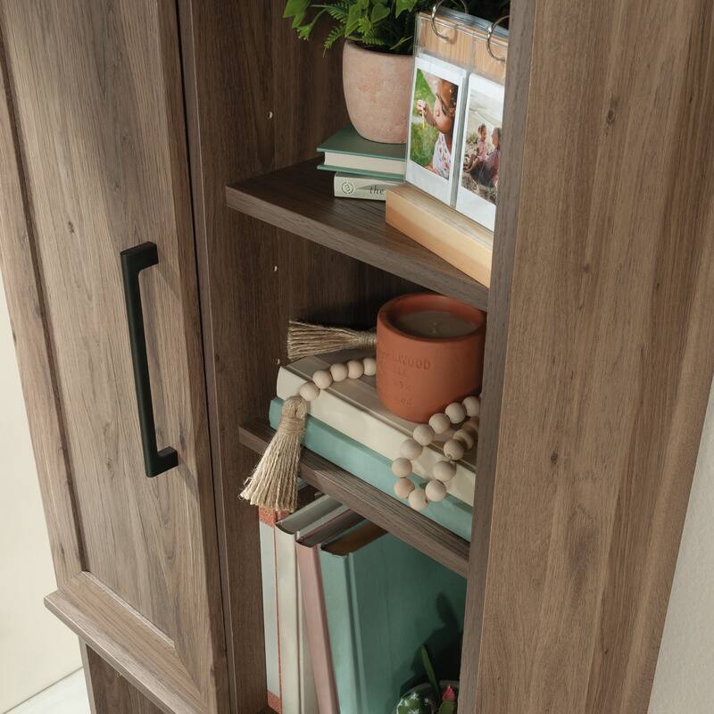 Brown Adjustable Shelf Storage Cabinet Bookcase 71 Inch Tall with 6 Shelves Multi-Room Use