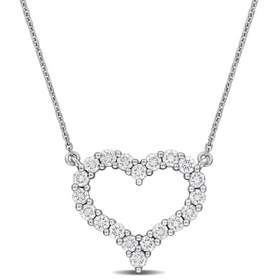 1ct TW Lab-Grown Diamond Open Heart Necklace in 14k White Gold
