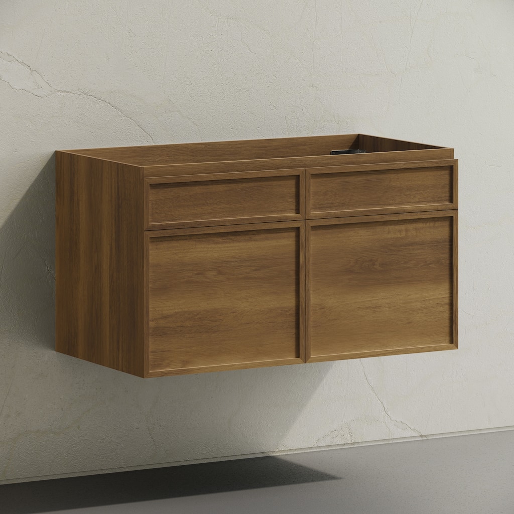St. Tropez 36" Wall-Mounted Bathroom Vanity Cabinet Without Top In Brown Oak - 36