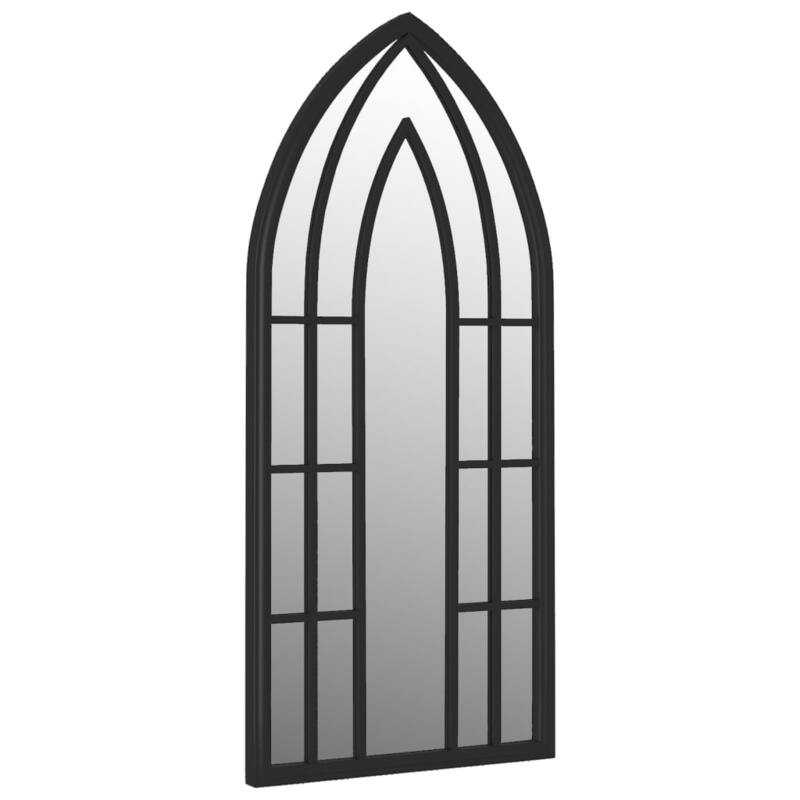 vidaXL Garden Mirror Black Iron, Glass Decorative Inlays Garden Mirror - 17.7 x 39.4 x 39.4 in