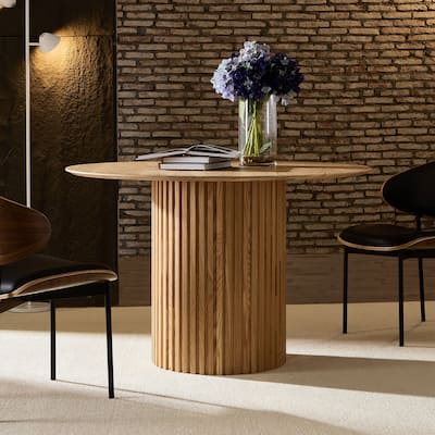 46.45 Inch Mdf Dining Table For Dining Room Round Dinner Tables Mid-Century Modern Table