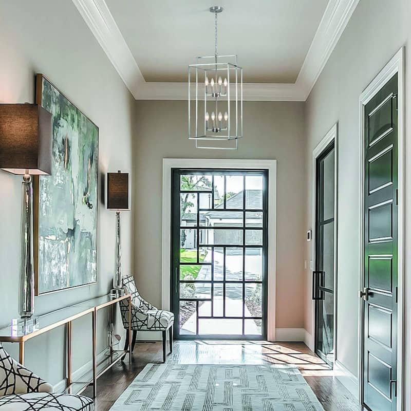 15.74inch Cage Two-tier 8-light Height Adjustable Metal Frame Chandelier for Multiple Different Spaces