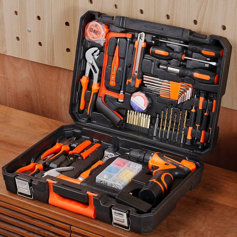 146 Piece Portable General Steel Household Hand Tool Set with Comfortable Grip - 17.13 x 12.60 x 4.53 inch