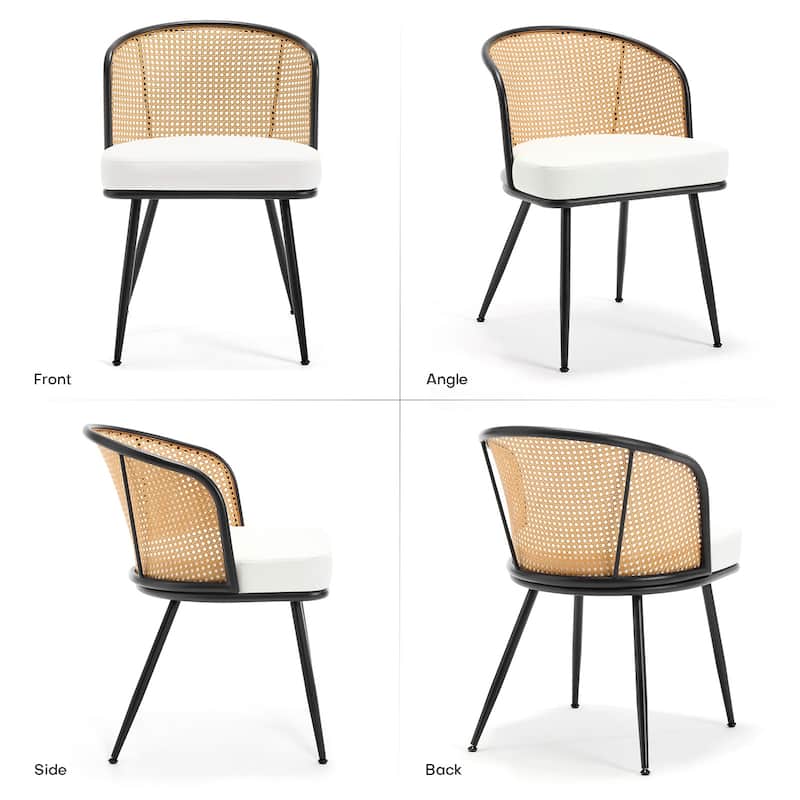Upholstered Rattan Dining Chairs with Metal Legs Set of 2/4 - 29.92"H x 20.5"W x 23.03"D