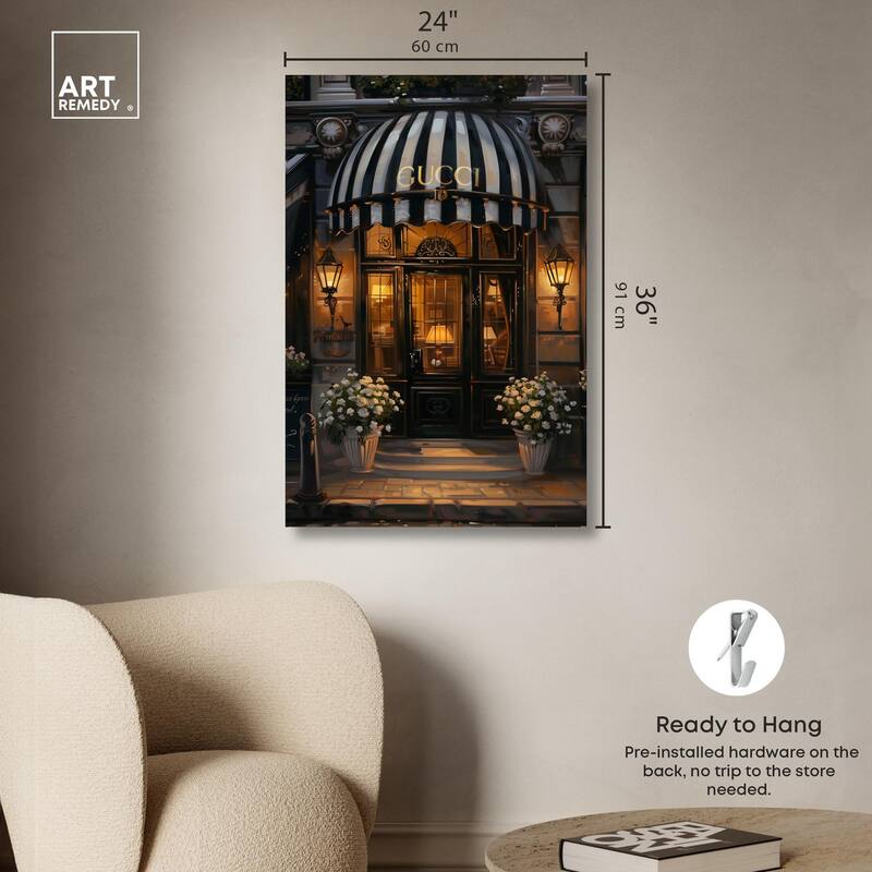 Elegant Night Time Store Visit Canvas by Art Remedy, Gallery Wrapped