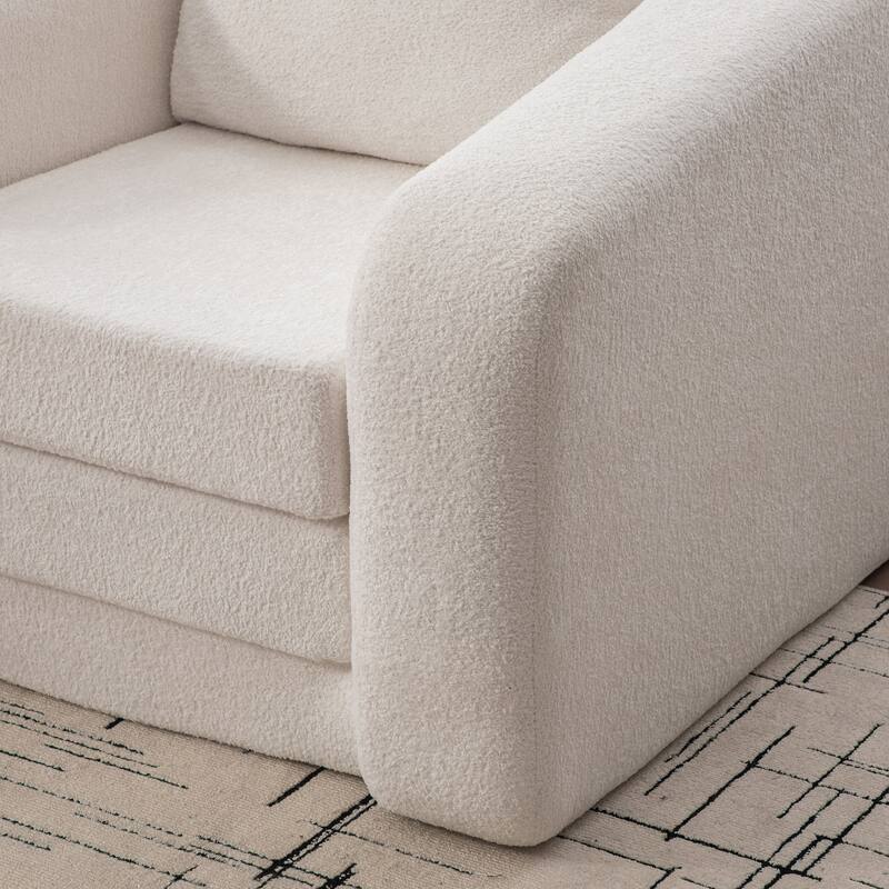 40" Convertible Chenille Floor Sofa Bed, Foldable Boneless Mattress Cloud Single Couch Lounge Chair with Armrest & Pillow