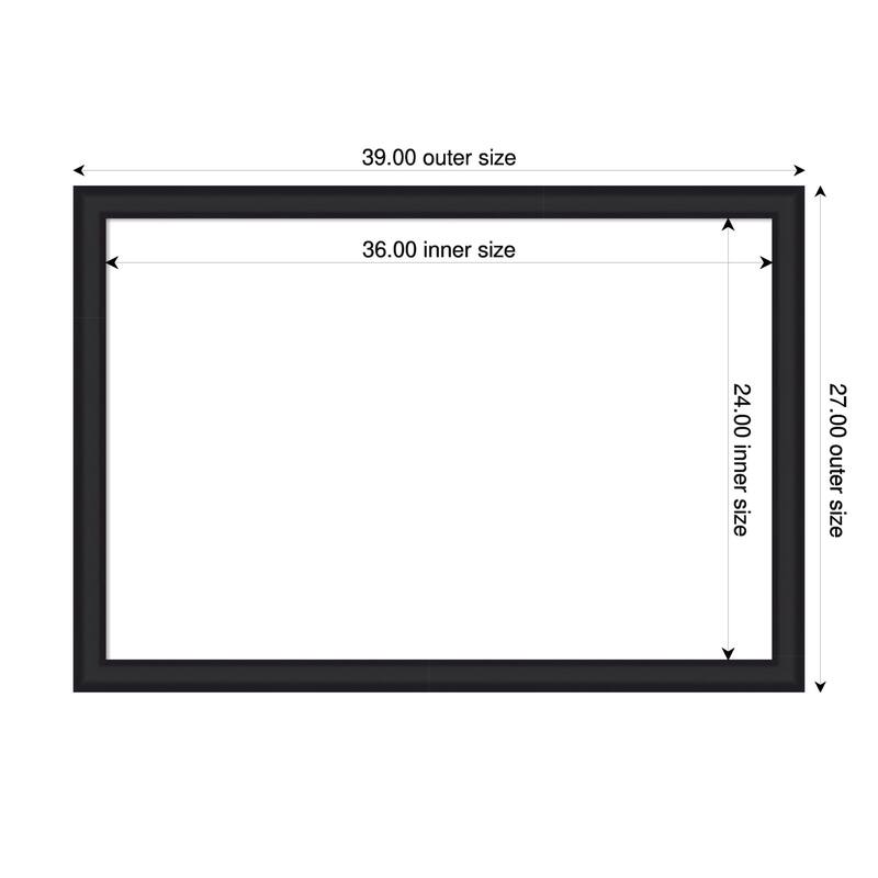 Oliver Narrow Framed Dry Erase Magnetic Board - 39 x 27 in - Oliver Black Narrow