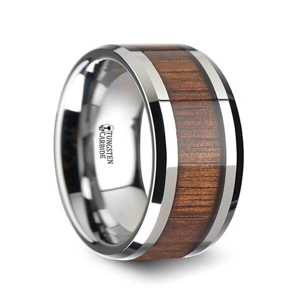 Shop Thorsten Kona Mens Tungsten Ring Tungsten Tungsten Carbide Wedding Ring Band Koa Wood Inlay And Polished Beveled Edges On Sale Overstock 17403188