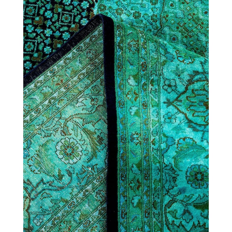 Overton Hand Knotted Wool Vintage Inspired Modern Contemporary Overdyed Blue Area Rug - 8' 1" x 10' 5"