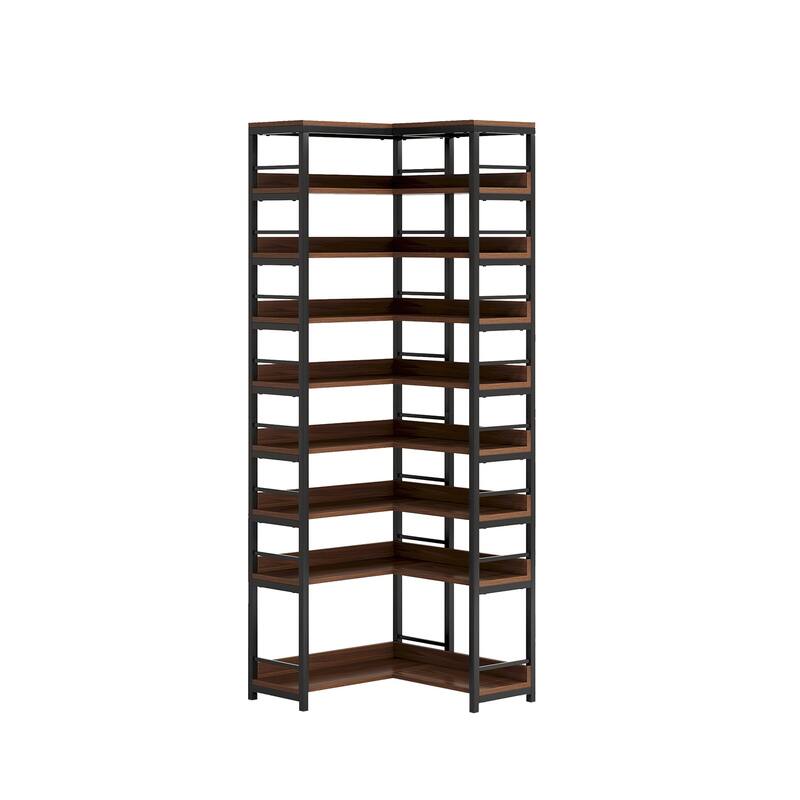 9-Tier Corner Shoe Rack, Freestanding Shoe Storage Shelf