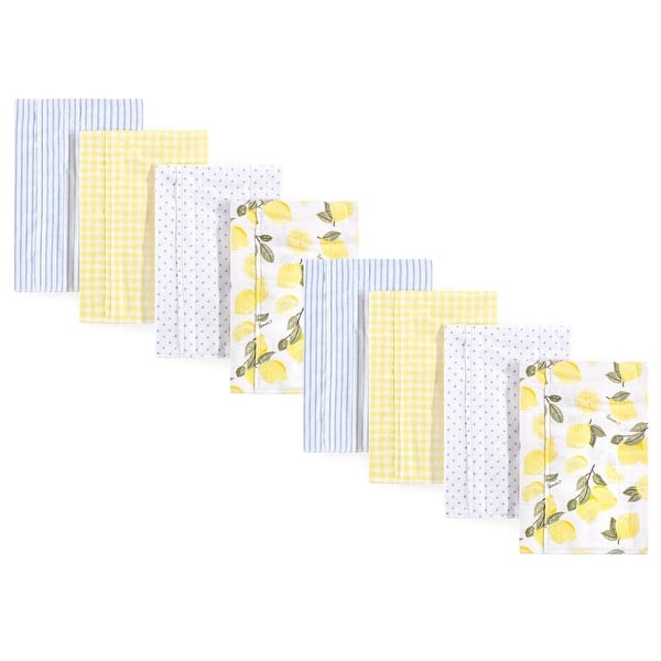 slide 1 of 1, Hudson Baby Boys and Girls Cotton Poly Flannel Burp Cloths 8-Pack, Lemons, One Size - Lemons 8-Pack - One Size One Size - Lemons 8-Pack