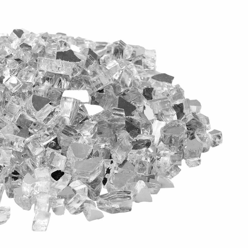 Clear Tempered Crushed Glass Fireplace Glass Rocks 10 lbs. Heat Resistant - 1/2 inch