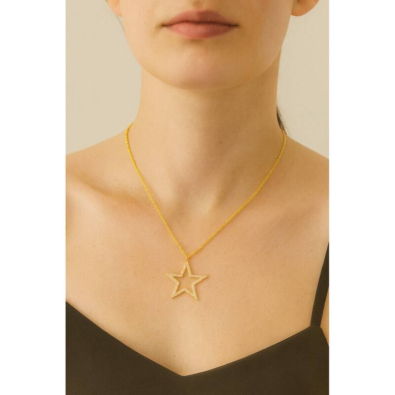 Cut Out Star Cubic Zirconia Pendant Necklace