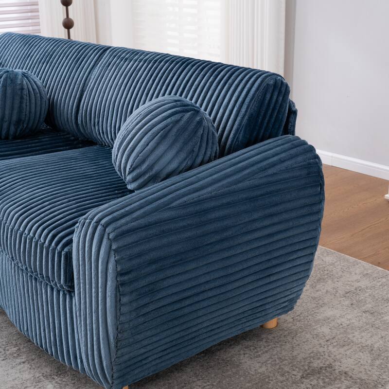 Oversized Corduroy Loveseat Couch Deep Seat Sofa with Solid Wood Frame