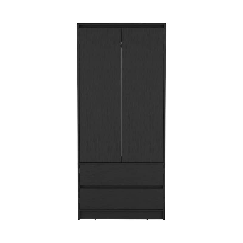 HomeRoots 71" Black Wood Two Door Two Drawer Combo Dresser