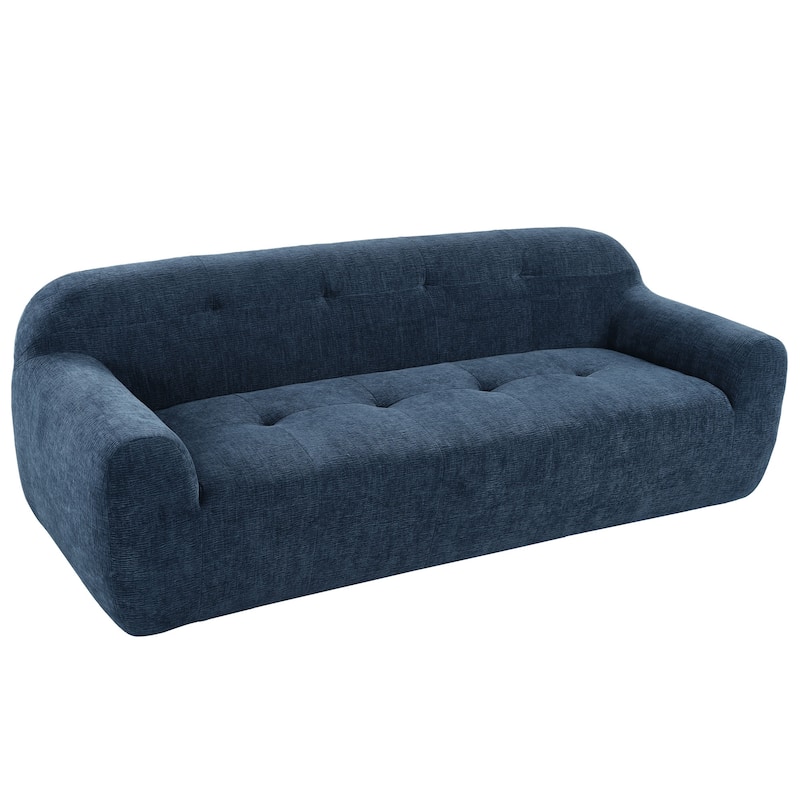 Chenille Fabric 3-Seater Sofa with Tufted Style and Full Sponge Compression Design