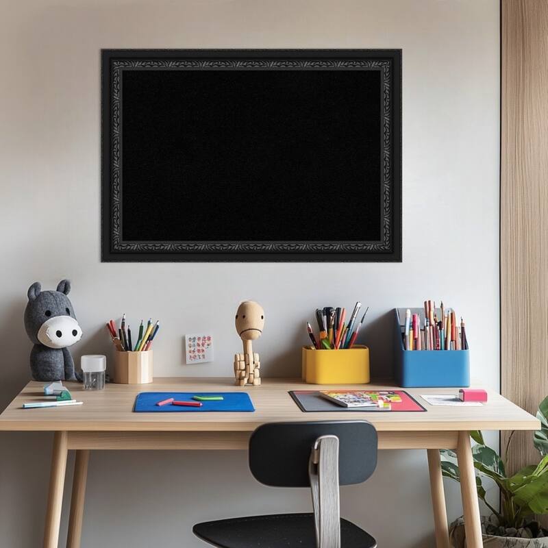 Downton Black Wood Framed Cork Board - Bulletin Board, Organization Board, Pin Board