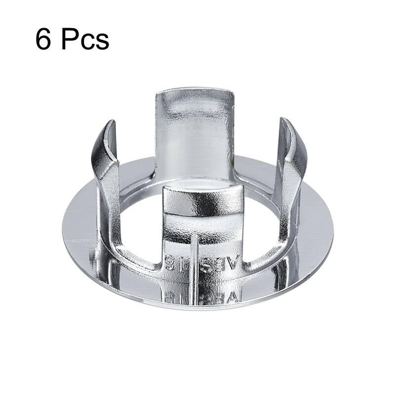 6Pcs 24mm Sink Trim Overflow Cover Ring Hole Insert in Round Caps Silver