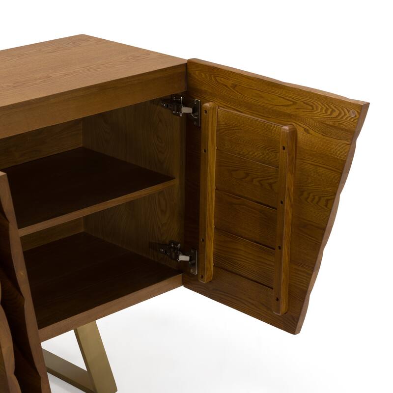 Modrest Finley Mid-Century Walnut & Gold Buffet