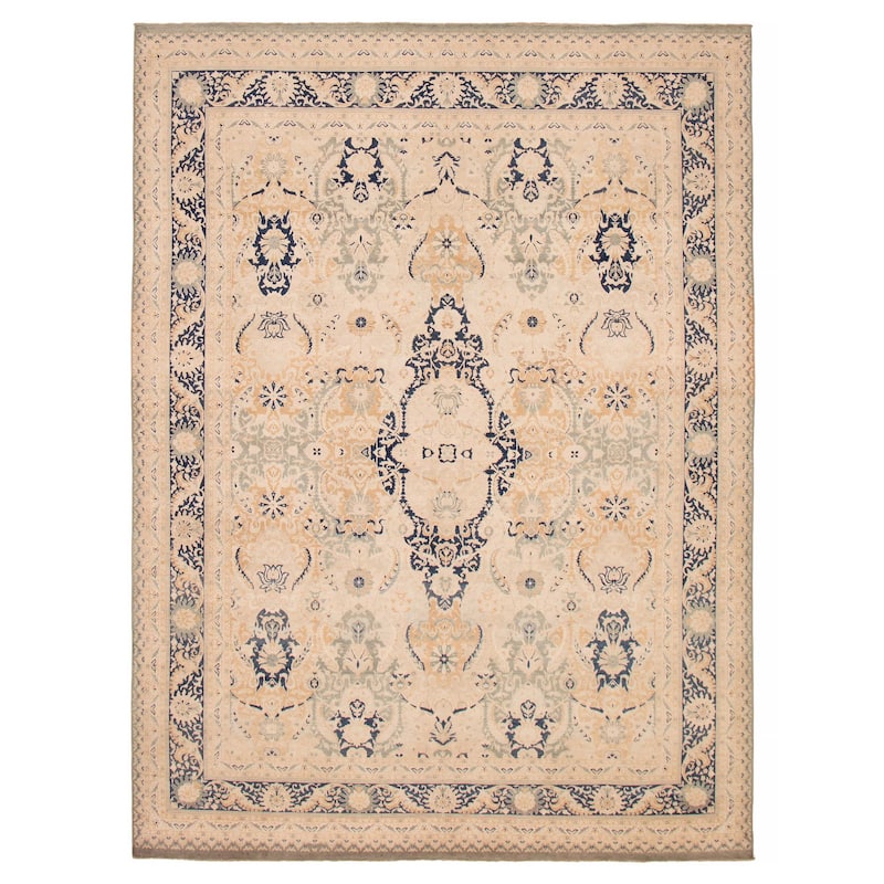 ECARPETGALLERY Hand-knotted Peshawar Finest Ivory Wool Rug - 8'11 x 11'10 - Ivory - 8'11 x 11'10
