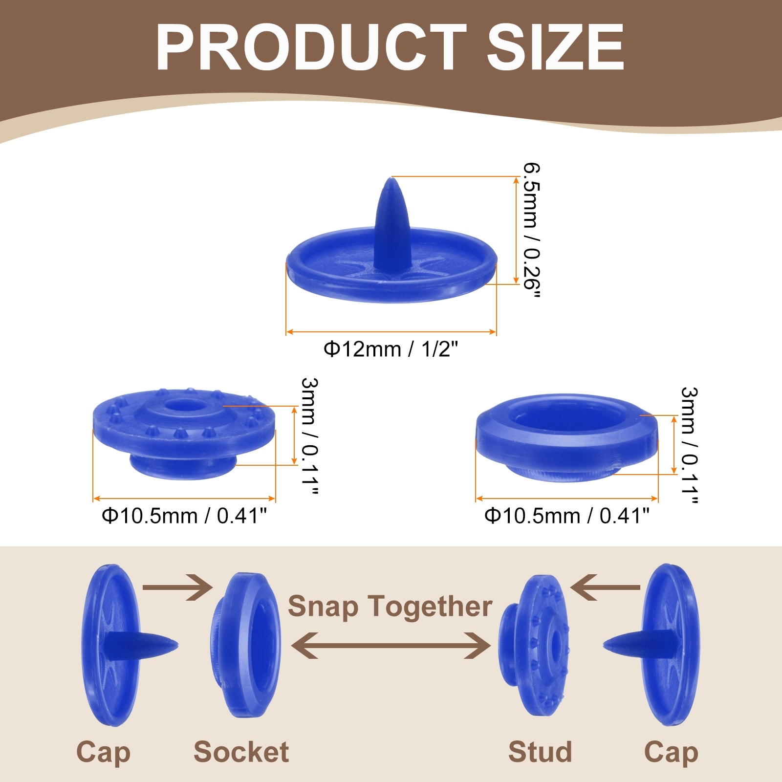 Plastic Snaps Round Resin No-Sew Button Fasteners Kit