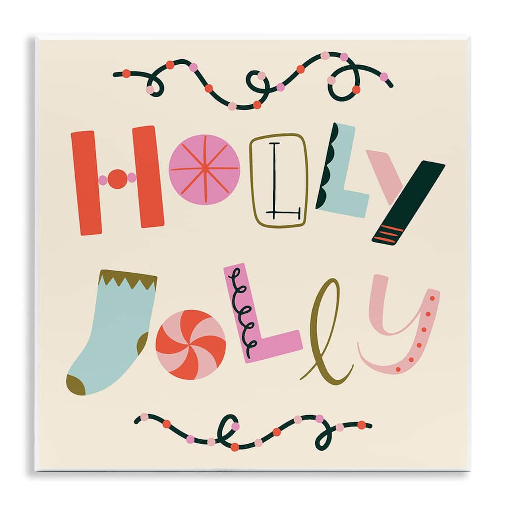 Stupell Holly Jolly Eclectic Holiday Wall Plaque Art Design By Sazerelli Designs