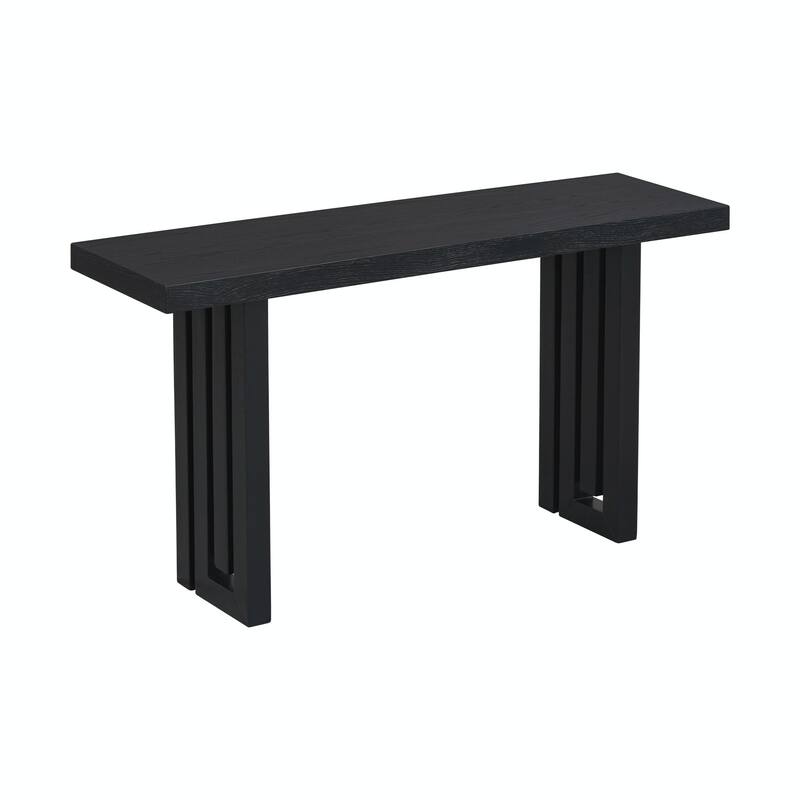 Uniquely Designed Oak Veneer Console Table with Distinctive Side Shapes