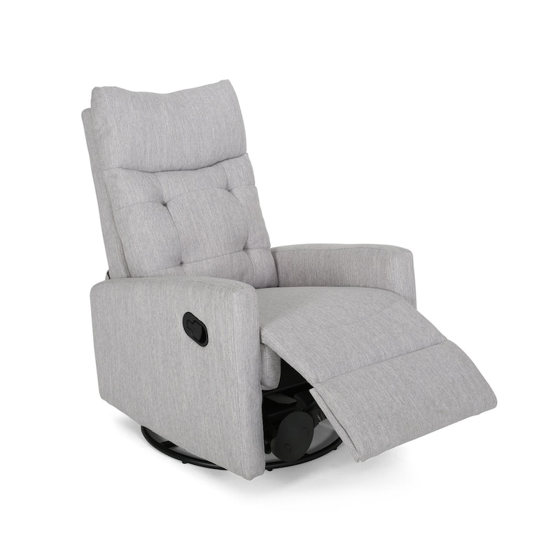 Manual Glider Swivel Recliner Chair, Tufted Split Design, Light Gray