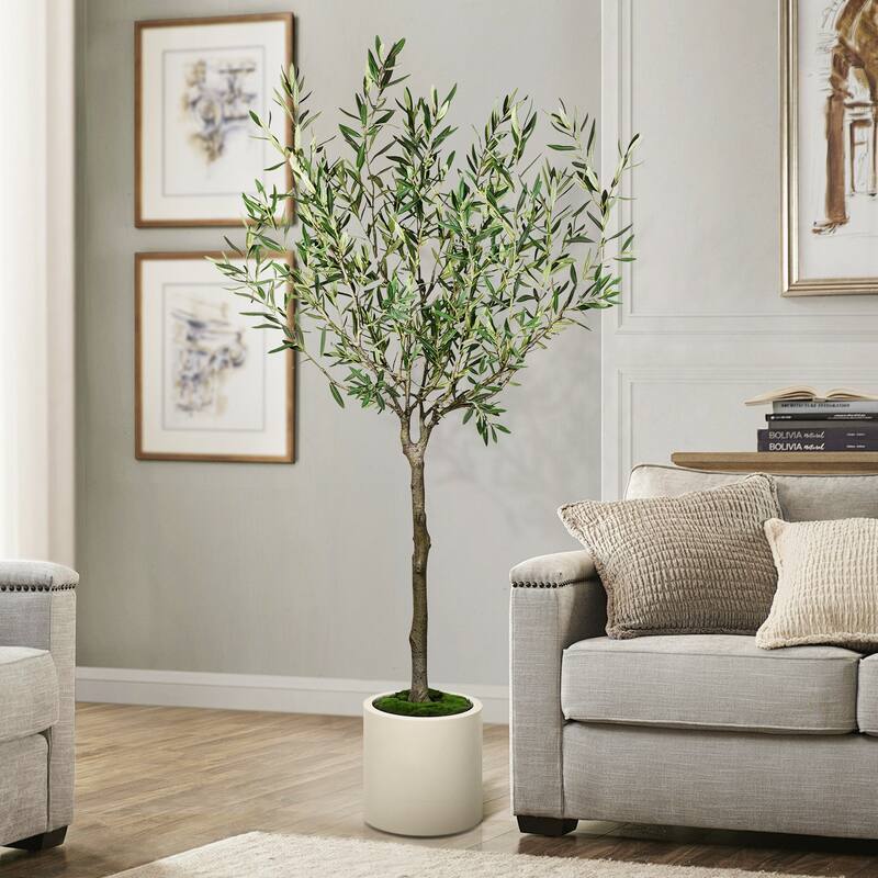 Artificial Olive Tree in White Decor Pot