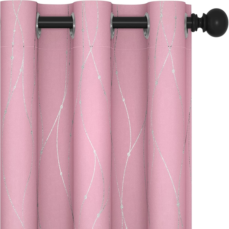 Deconovo Colorful Silver Line and Dots Curtains 38 Width(2 Panel)