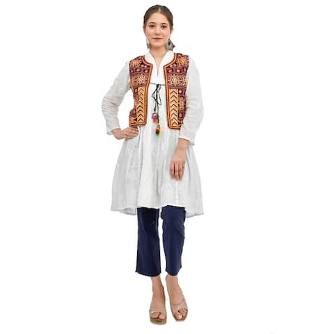 Boho Women's Jackets Ladies Cotton Embroidered Jackets Gypsie Hippie Style Indian Wear With Casual Dresses