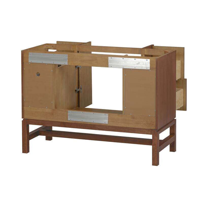 Kenzo 47 in. Bathroom Vanity in Walnut with White Solid Surface Top - 47" Single Sink