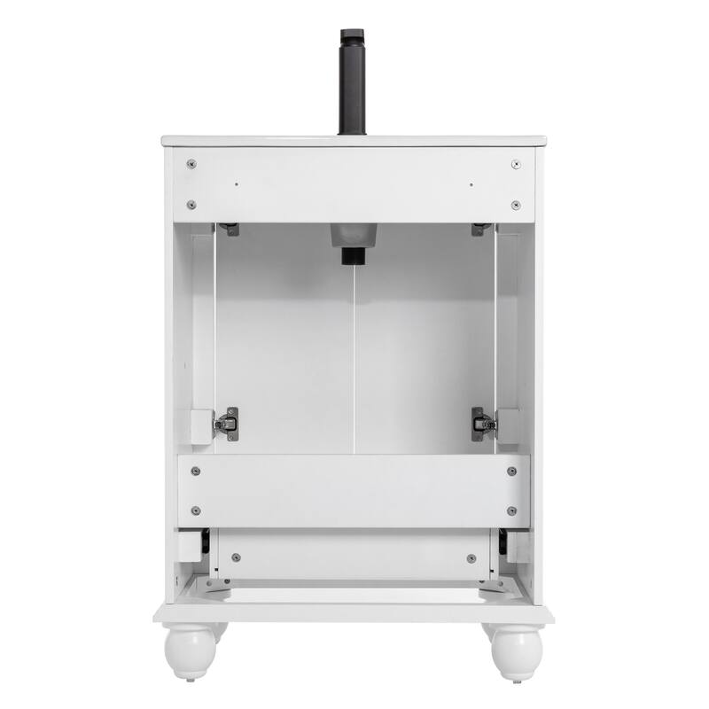 Retro Bathroom Vanity Cabinet Solid Wood Classic with Ceramic Sink