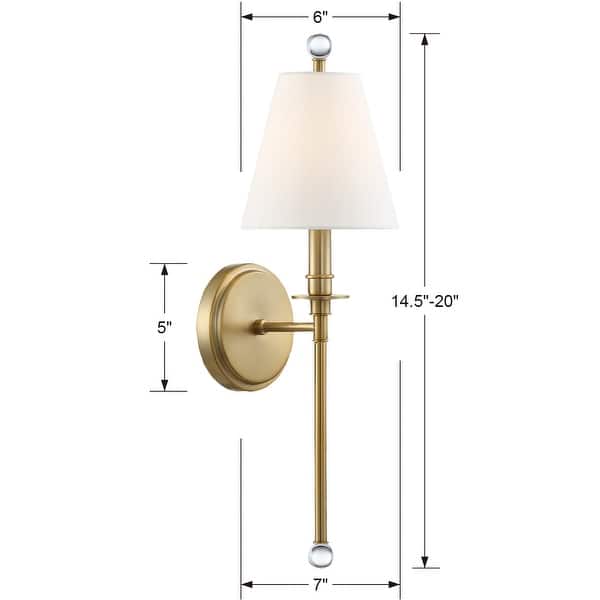 Riverdale 1 Light Aged Brass Wall Mount - 6'' W x 14.5'' H x 7'' D