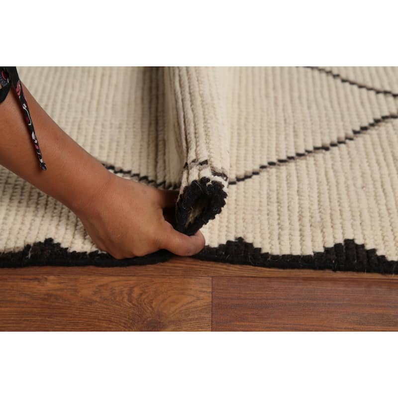 All-Over Trellis Moroccan Area Rug Handmade Wool Carpet - 8'10"x 12'2"