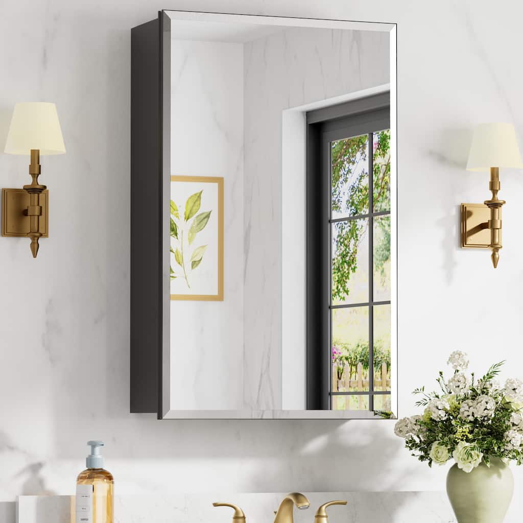 Belle Medicine Cabinet with Mirror, Adjustable Shelves, Recessed or Wall Mount