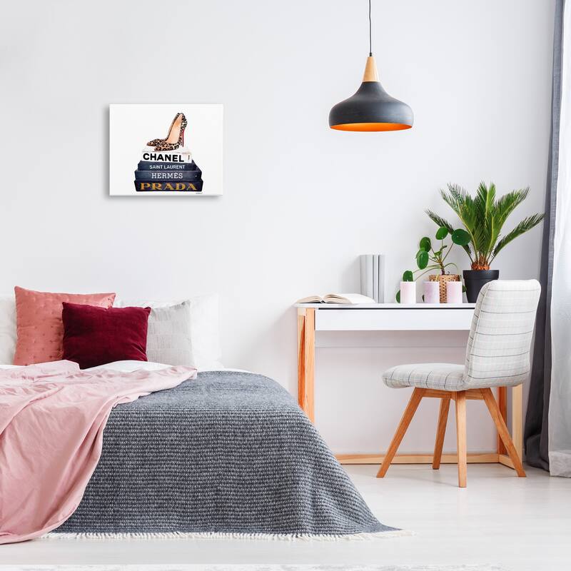 Stupell Glam Fashion Books w/ Pumps Stretched Canvas Wall Art
