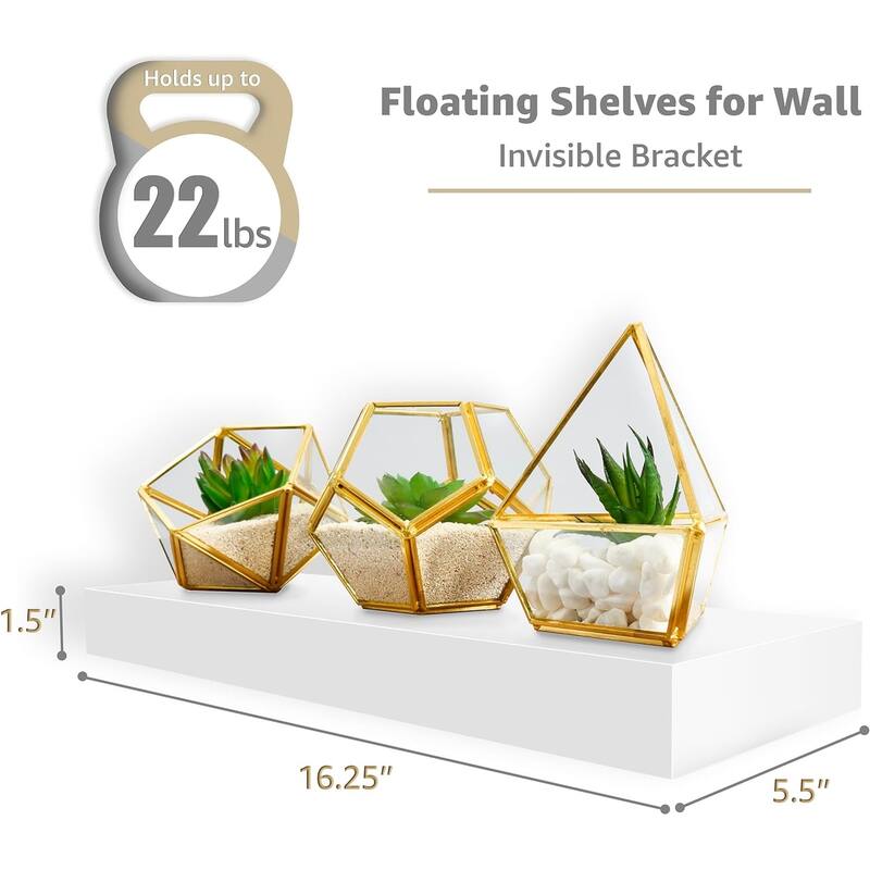 Wall Mounted Bookshelf (4 Pack) - 16.25 in L x 5.50 in W