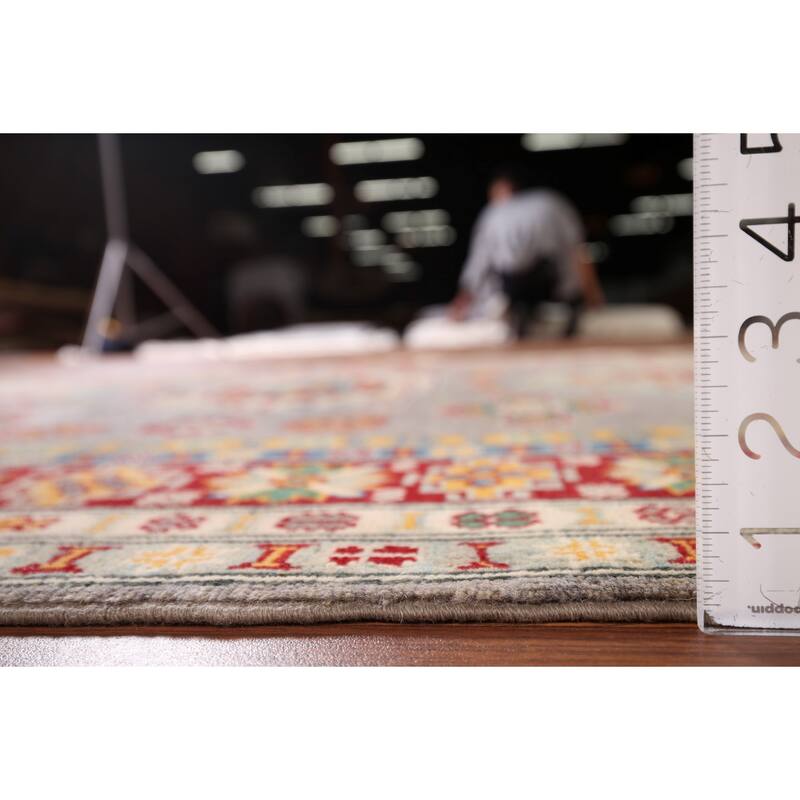 Grey Kazak Oriental Area Rug Hand-Knotted Wool Carpet - 5'0" x 6'10"
