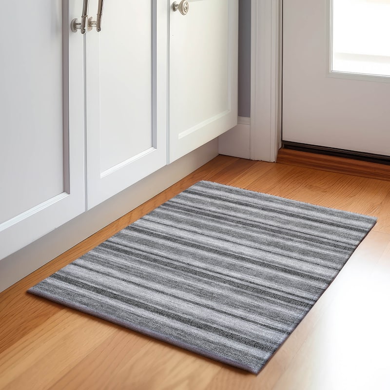 Premium Washable Super Soft Modern Cabana Stripe Mayfield Rug - Gray - 1' 8" x 2' 6" - Rectangle