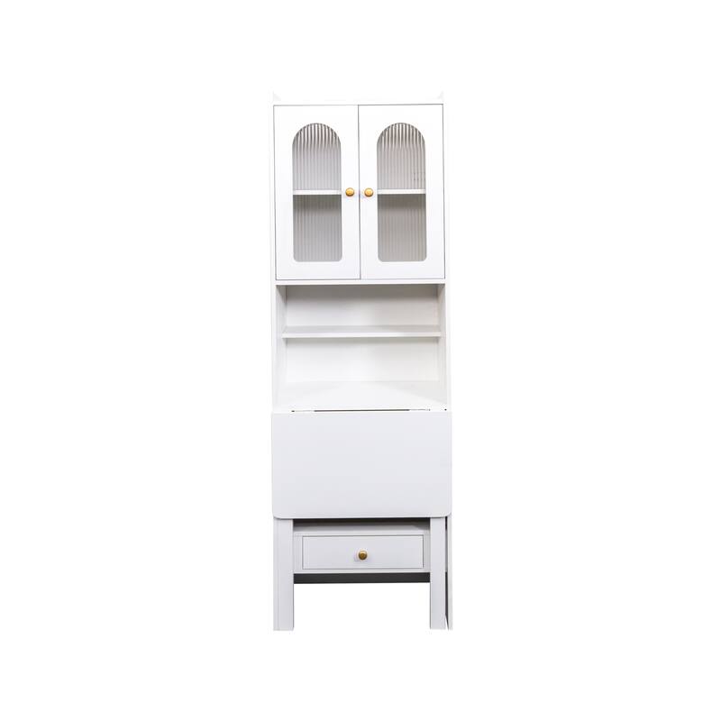 Roomfitters Fold-Out Convertible Writing Desk Cabinet with Shelf and Drawer, Space-Saving Home Office Workstation