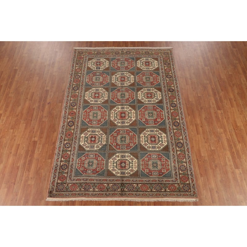 Geometric Anatolian Turkish Vintage Area Rug Handmade Wool Carpet - 6'7" X 9'8"