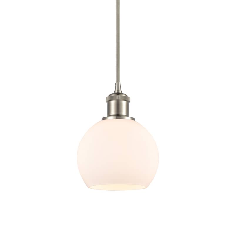 Innovations Lighting 516-1P-10-6 Athens Pendant Athens 6" Wide Mini - Brushed Satin Nickel / Matte White