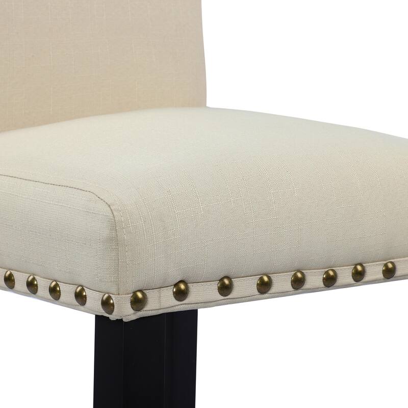 25 Inches Bar Stools Set of 2 Upholstered Counter Height Bar Stools with Back and Nailhead Trim