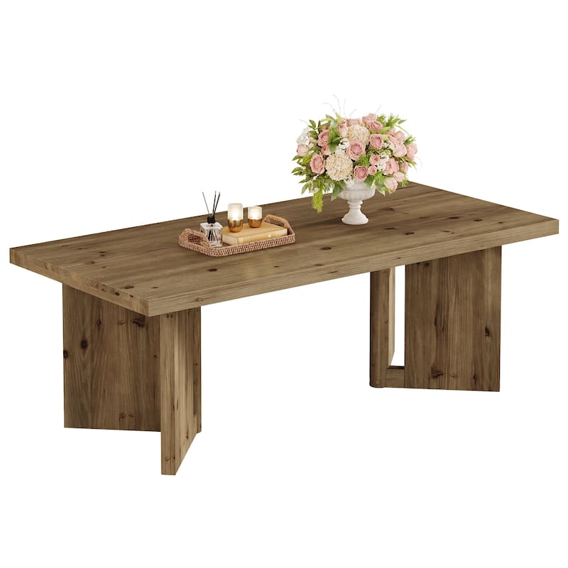 Farmhouse Solid Wood Rectangle Coffee Table, Living Room Center Tea Accent Table