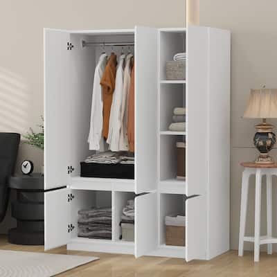 6-Doors Wooden Wardrobe Armoires Clothes Storage Cabinet for Bedroom