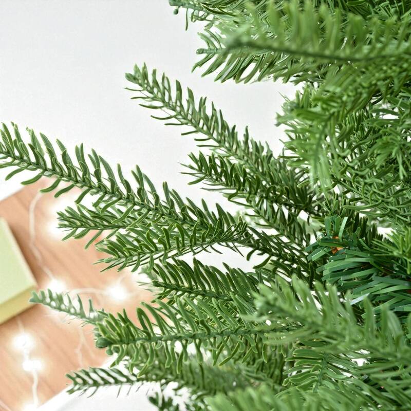 7ft Unlit Artificial Christmas Tree with Hinged Branches, Mixed PE PVC Tips and Metal Base