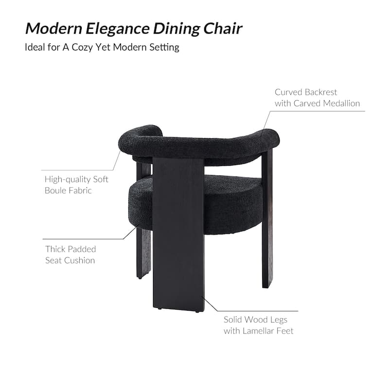 Georg Modern Boucle Dining Chair with Solid Wood Legs Set of 2 by HULALA HOME