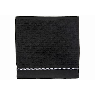 Luxury Stitch Wash Cloth (12 X 12) (Black) - Set of 6