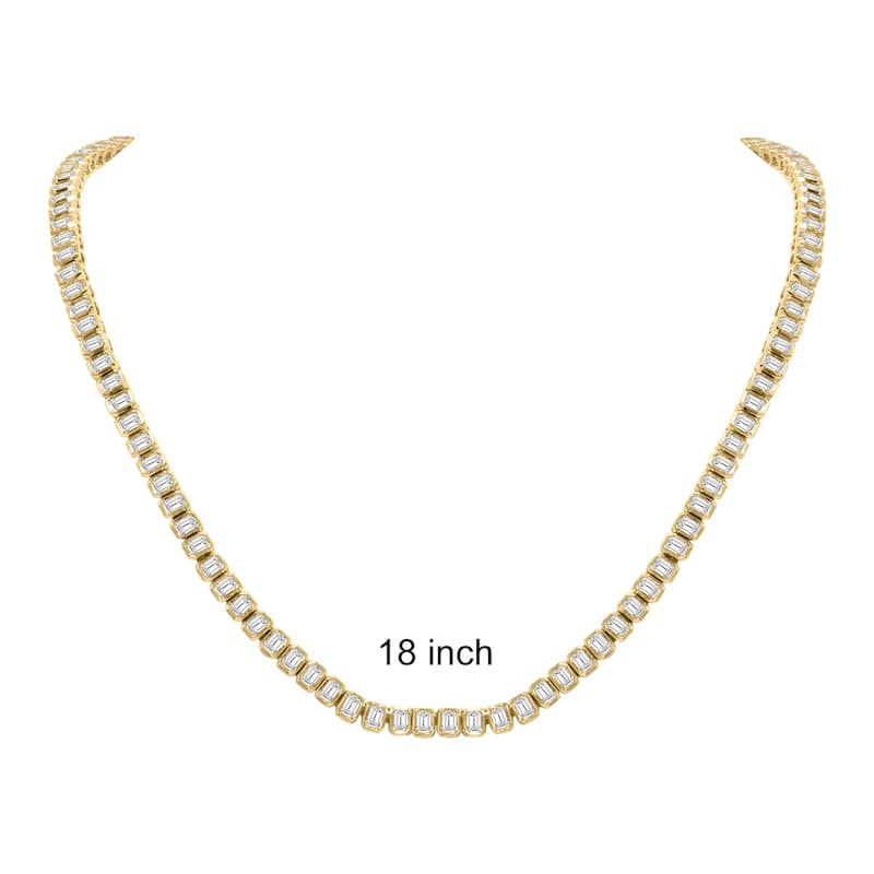 Marquee 10 Carat TW Emerald Cut Lab Grown Diamond Bezel Set Necklace in 14K Yellow Gold